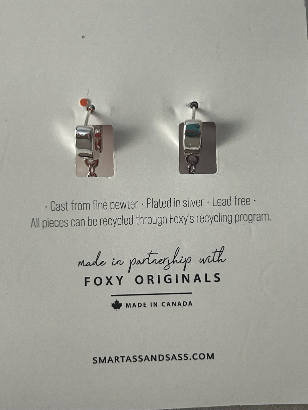 Silver Star Dangle Hoop Earrings - Picture 2 of 2